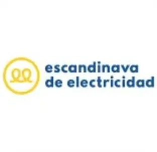 Logotyp-för- Escandinava-de-Electricidad-med-en-gul-symbol-och-blå-text-samarbetspartners